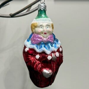 Vintage Clown Glass Christmas Ornament